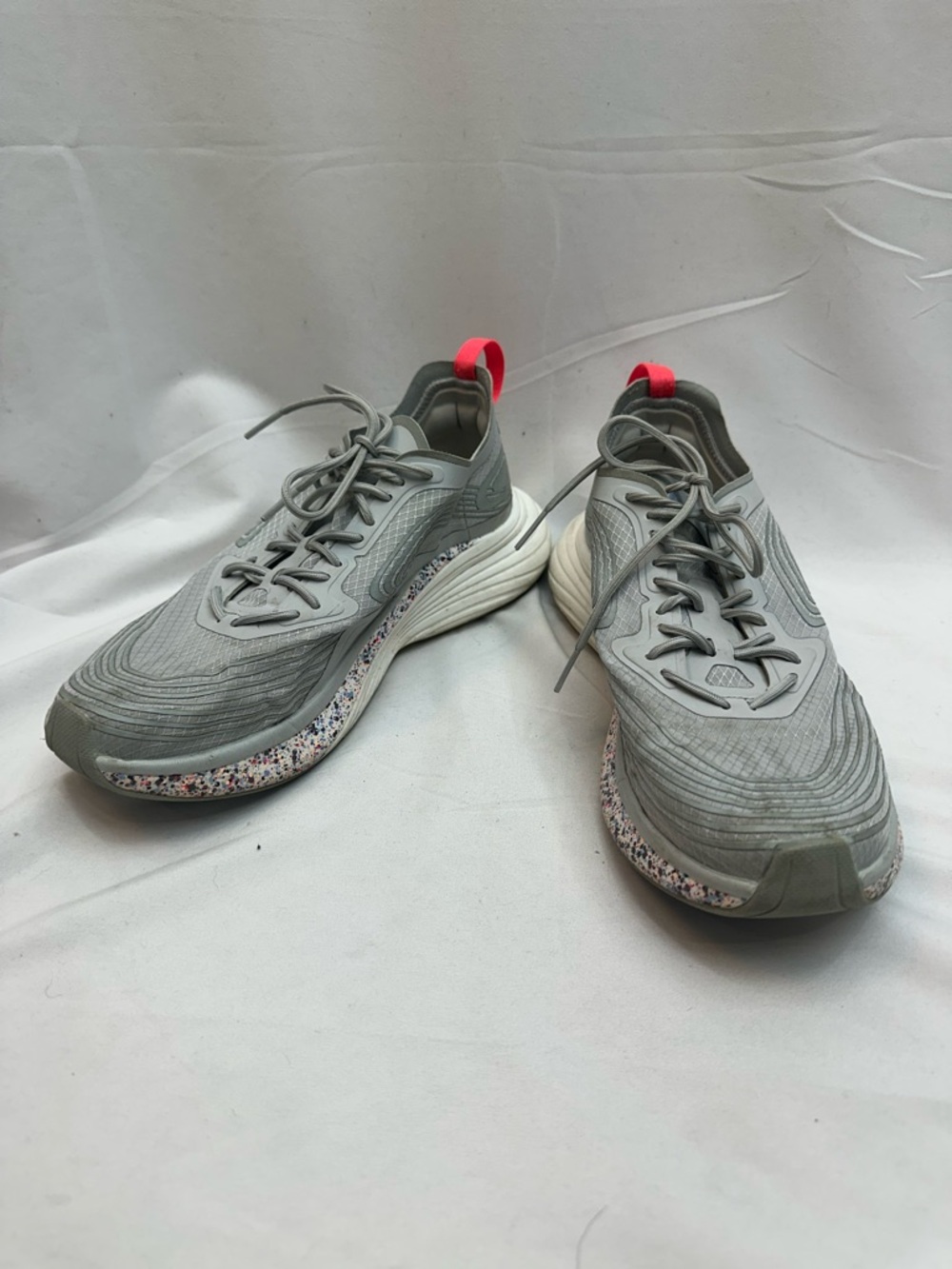 APL Light Gray Sneakers with Coral Heel Loop 8.5